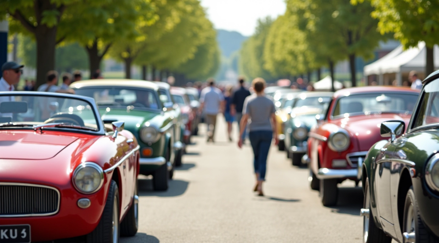 Klasikinių automobilių paroda Lietuvoje su entuziastais