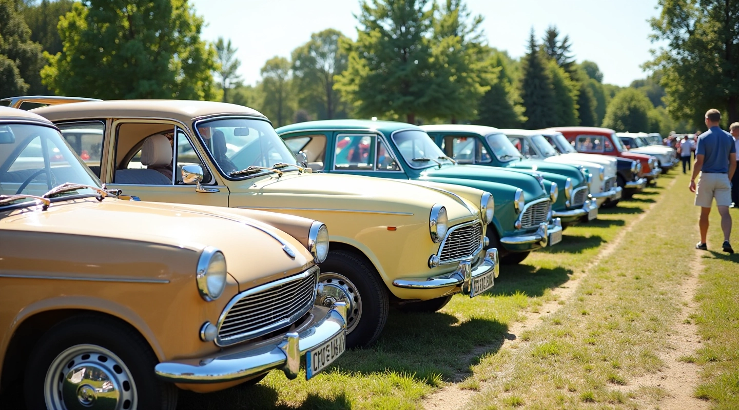Klasikiniai automobiliai išdėstyta aikštėje, iškilminga nuotrauka iš viršaus